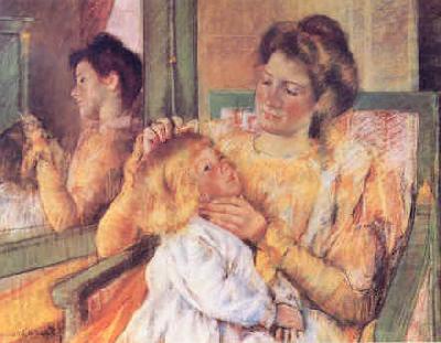 Woman Combing her Child's Hair, Mary Cassatt